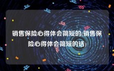 销售保险心得体会简短的(销售保险心得体会简短的话)