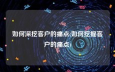 如何深挖客户的痛点(如何挖掘客户的痛点)