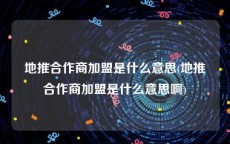 地推合作商加盟是什么意思(地推合作商加盟是什么意思啊)