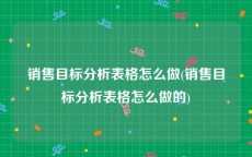 销售目标分析表格怎么做(销售目标分析表格怎么做的)