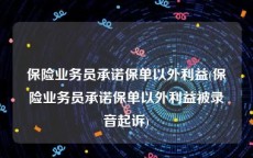 保险业务员承诺保单以外利益(保险业务员承诺保单以外利益被录音起诉)