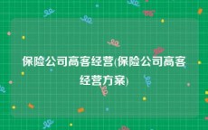 保险公司高客经营(保险公司高客经营方案)