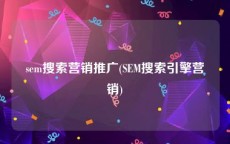 sem搜索营销推广(SEM搜索引擎营销)