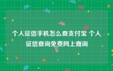 个人征信手机怎么查支付宝 个人征信查询免费网上查询