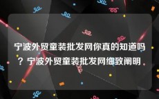 宁波外贸童装批发网你真的知道吗？宁波外贸童装批发网细致阐明