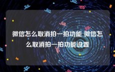 微信怎么取消拍一拍功能 微信怎么取消拍一拍功能设置