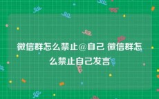 微信群怎么禁止@自己 微信群怎么禁止自己发言