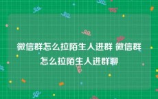 微信群怎么拉陌生人进群 微信群怎么拉陌生人进群聊