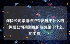 保险公司渠道维护专员是干什么的(保险公司渠道维护专员是干什么的工作)