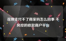 花呗支付不了商家码怎么回事 不风控的收款商户平台