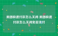 美团极速付款怎么关闭 美团极速付款怎么关闭免密支付