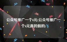 公众号推广一个6元(公众号推广一个6元真的假的)