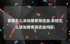 表格怎么添加搜索筛选器(表格怎么添加搜索筛选器内容)