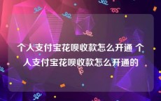 个人支付宝花呗收款怎么开通 个人支付宝花呗收款怎么开通的