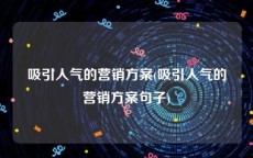 吸引人气的营销方案(吸引人气的营销方案句子)