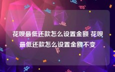 花呗最低还款怎么设置金额 花呗最低还款怎么设置金额不变