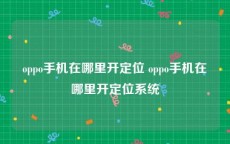 oppo手机在哪里开定位 oppo手机在哪里开定位系统