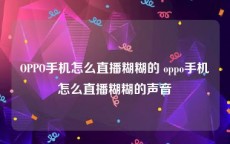 OPPO手机怎么直播糊糊的 oppo手机怎么直播糊糊的声音