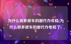 为什么很多修车的都代办年检(为什么很多修车的都代办年检了)