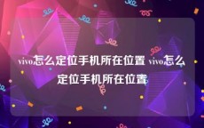 vivo怎么定位手机所在位置 vivo怎么定位手机所在位置