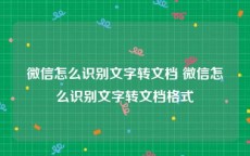 微信怎么识别文字转文档 微信怎么识别文字转文档格式