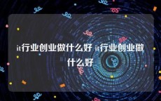 it行业创业做什么好 it行业创业做什么好