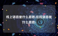 线上语音是什么意思(在线语音是什么意思)