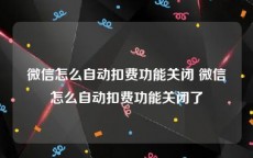 微信怎么自动扣费功能关闭 微信怎么自动扣费功能关闭了