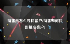 销售员怎么寻找客户(销售如何找到精准客户)