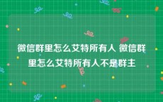 微信群里怎么艾特所有人 微信群里怎么艾特所有人不是群主