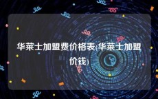 华莱士加盟费价格表(华莱士加盟价钱)