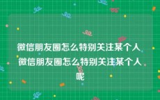 微信朋友圈怎么特别关注某个人 微信朋友圈怎么特别关注某个人呢