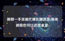 微商一手货源代理在哪进货(原来微商也可以这样拿货)