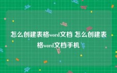 怎么创建表格word文档 怎么创建表格word文档手机