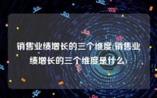 销售业绩增长的三个维度(销售业绩增长的三个维度是什么)