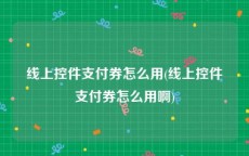 线上控件支付券怎么用(线上控件支付券怎么用啊)