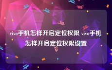 vivo手机怎样开启定位权限 vivo手机怎样开启定位权限设置