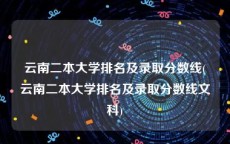 云南二本大学排名及录取分数线(云南二本大学排名及录取分数线文科)