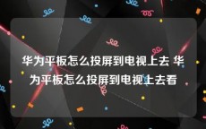 华为平板怎么投屏到电视上去 华为平板怎么投屏到电视上去看