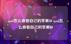 ipad怎么查看自己的苹果ID ipad怎么查看自己的苹果ID