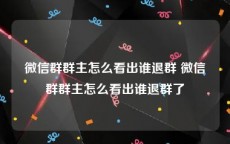 微信群群主怎么看出谁退群 微信群群主怎么看出谁退群了