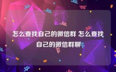 怎么查找自己的微信群 怎么查找自己的微信群聊