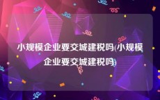 小规模企业要交城建税吗(小规模企业要交城建税吗)