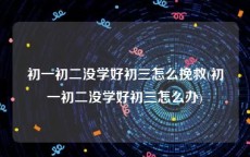 初一初二没学好初三怎么挽救(初一初二没学好初三怎么办)