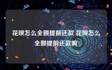 花呗怎么全额提前还款 花呗怎么全额提前还款啊