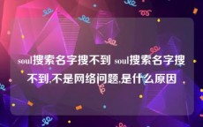 soul搜索名字搜不到 soul搜索名字搜不到,不是网络问题,是什么原因