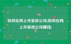 如何在网上开家政公司(如何在网上开家政公司赚钱)