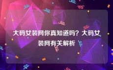 大码女装网你真知道吗？大码女装网有关解析