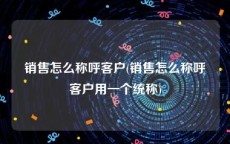 销售怎么称呼客户(销售怎么称呼客户用一个统称)