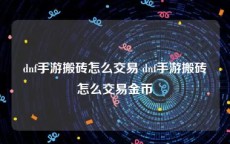 dnf手游搬砖怎么交易 dnf手游搬砖怎么交易金币